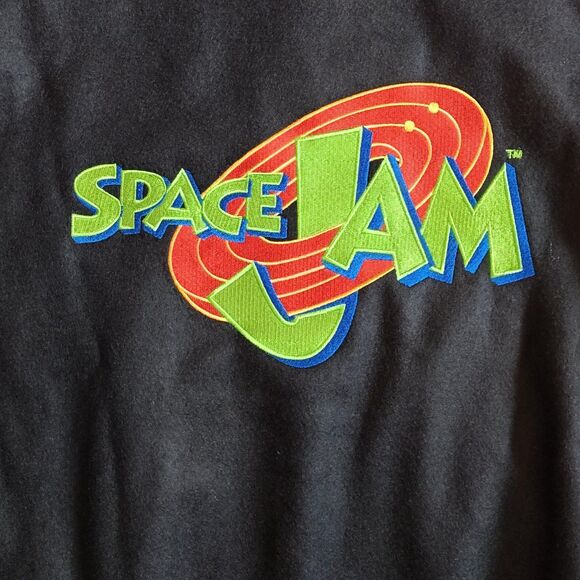 Rare VTG Space Jam Jacket Mens Large Black Blue Wool Warner Bros WB Movie 90s - Picture 12 of 16
